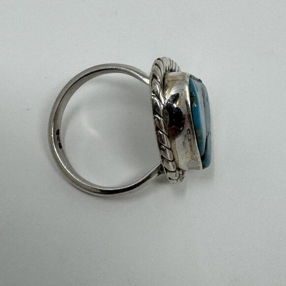 Sterling Silver ring boho style with turquoise gemstone - Picture 6 of 7